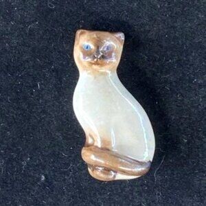Vtg Avon Siamese Cat Brooch Porcelain Lustre Glaze